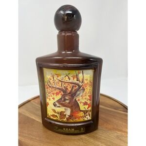 Vintage Jim Beam J Lockhart White Tailed Deer Wildlife Decanter Brown Glass